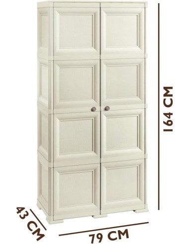 ARMADIETTI: vendita online Tontarelli Omnimodus, armadio 2 ante, 79x43x164 cm, con mensola e appendino portascope, colore ang...