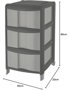 CASSETTIERE: vendita online Tontarelli, cassettiera Bambù 3 cassetti, grigio, plastica resistente, 36x34x60h cm, organizer sa...