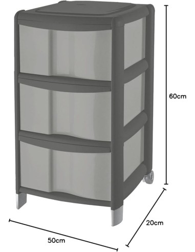 CASSETTIERE: vendita online Tontarelli, cassettiera Bambù 3 cassetti, grigio, plastica resistente, 36x34x60h cm, organizer sa...