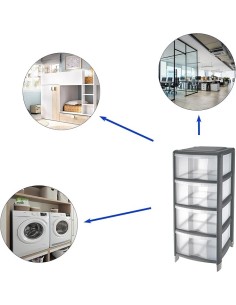 CASSETTIERE: vendita online Tontarelli, cassettiera Bambù 4 cassetti, grigio, 36x34x80h cm, organizer salvaspazio, casa, uffi... 2