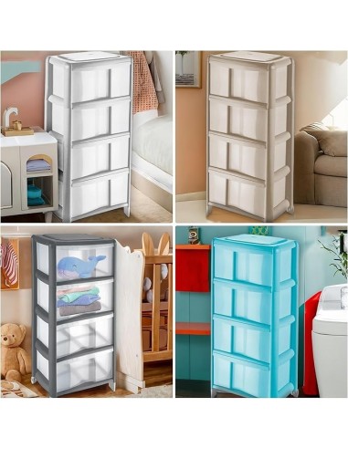 CASSETTIERE: vendita online Tontarelli, cassettiera Bambù 4 cassetti, grigio, 36x34x80h cm, organizer salvaspazio, casa, uffi...