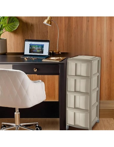 CASSETTIERE: vendita online Tontarelli, cassettiera Bambù 4 cassetti, grigio, 36x34x80h cm, organizer salvaspazio, casa, uffi...