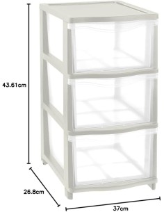 CASSETTIERE: vendita online Tontarelli, cassettiera modulare, 3 cassetti medi, Cover Line, 26,8x37x43,6 cm, trasparente, pann...