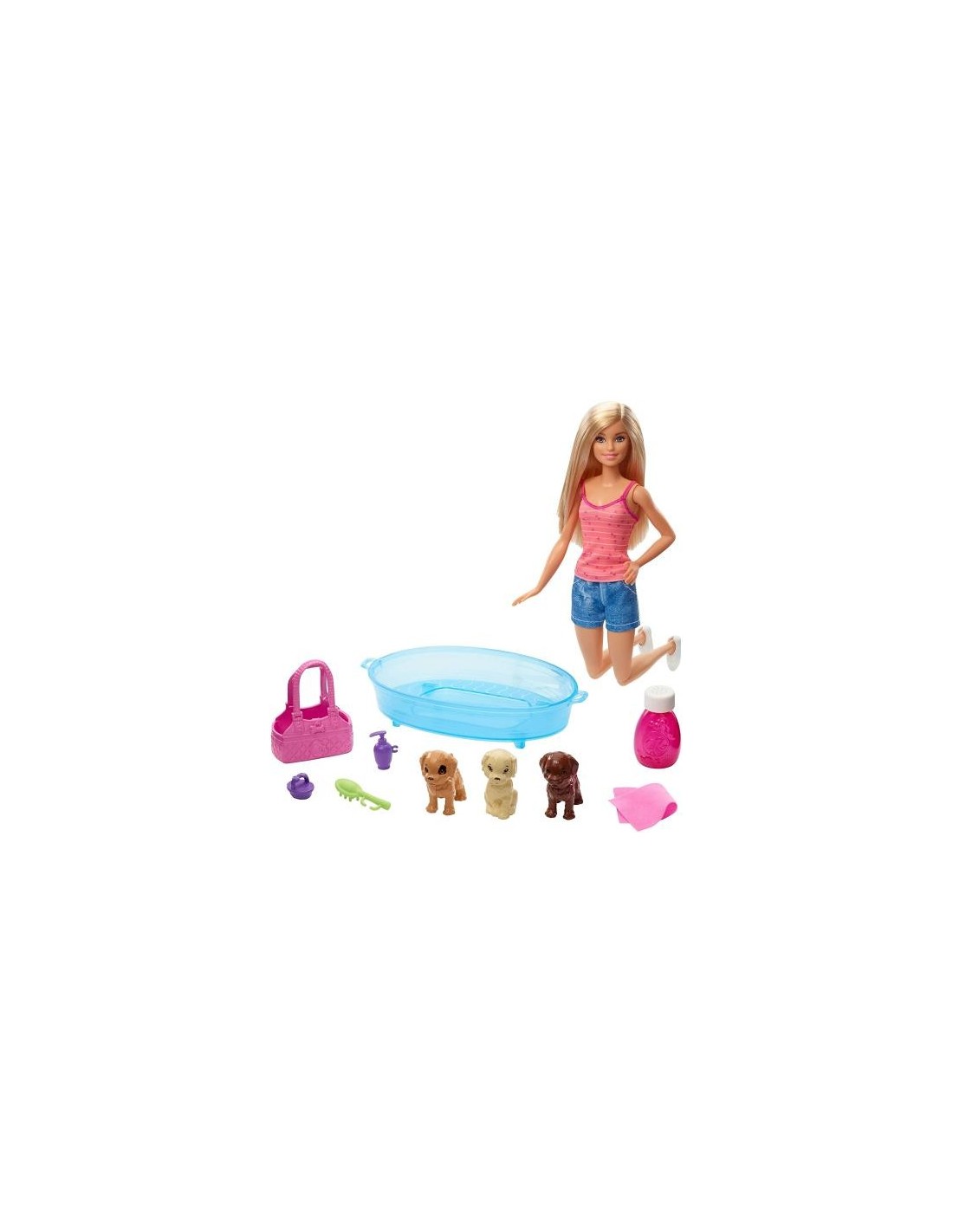 BARBIE BAMBOLA CON 3 CUCCIOLI E VASCA CON ACCESSORI GDJ37