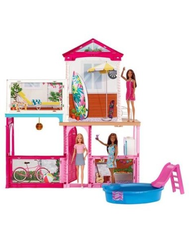 BARBIE VILLA DELLE BAMBOLE CON 3 BAMBOLE ED ACCESSORI GLH56