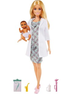 BARBIE, PLAYSET PEDIATRA CON BAMBOLA BIONDA, NEONATA, ACCESSORI MEDICI, GVK03, GIOCO DI RUOLO, BARBIE DOTTORE 2