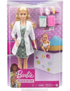 BARBIE, PLAYSET PEDIATRA CON BAMBOLA BIONDA, NEONATA, ACCESSORI MEDICI, GVK03, GIOCO DI RUOLO, BARBIE DOTTORE