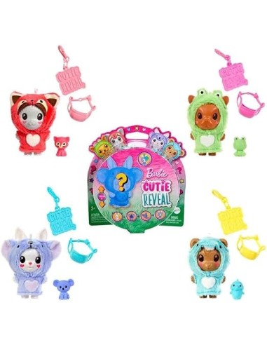BARBIE CUTIE REVEAL PETS, 5 SORPRESE, ANIMALI DOMESTICI, GIOCATTOLO PER BAMBINI 3+, COSTUMI RIMOVIBILI ASSORTITO HRK32