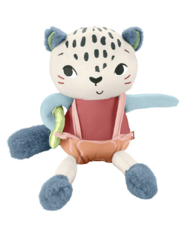 LEOPARDINO ECO AMICI DEL PIANETA FP HKD64 – PELUCHE SENSORIALE FISHER-PRICE DA 3 MESI, 95% MATERIALE RICICLATO, 31×18×21 CM
