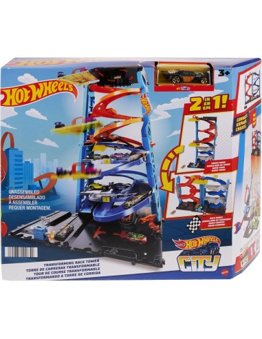 HOT WHEELS CITY PLAYSET, PISTA MACCHININA, TORRE 2 IN 1, ASCENSORE AZIONABILE, GIOCATTOLO 3+ ANNI, HKX43
