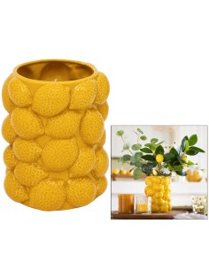 VASI D'ARREDO: vendita online Vaso Citrons, Yucatan, Ceramica Gialla, Alto 18 cm, Diametro 14 cm in offerta