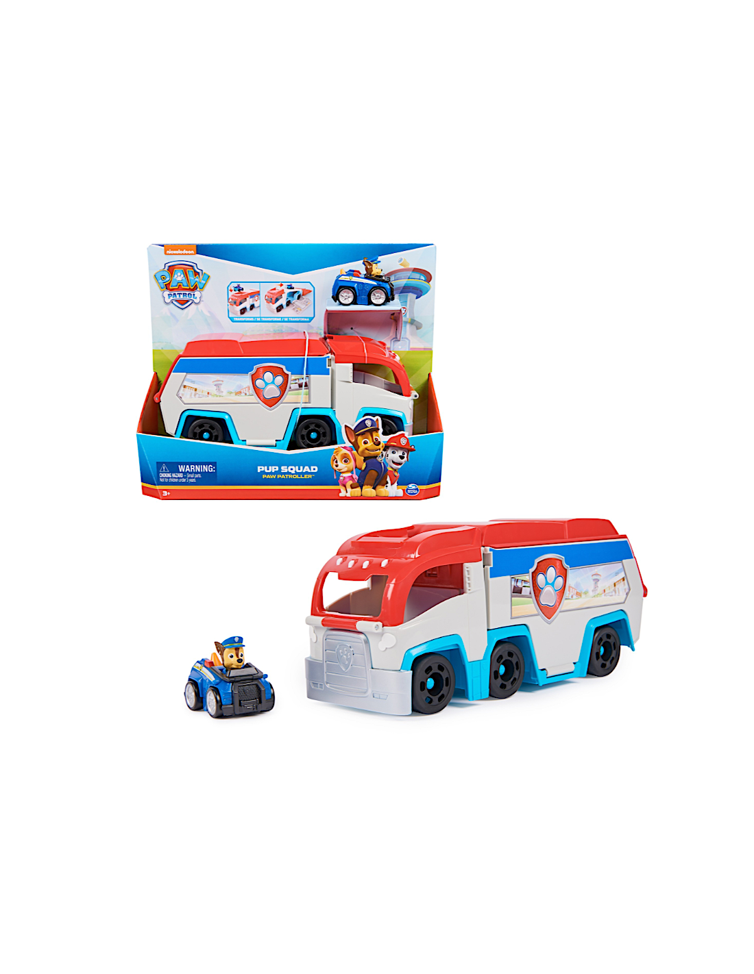 GIOCATTOLO PUBBLICIZZATO: vendita online Paw Patrol Pup Squad Patroller con Chase e Mini Racer – Camion Veicolo da 25 cm in o...