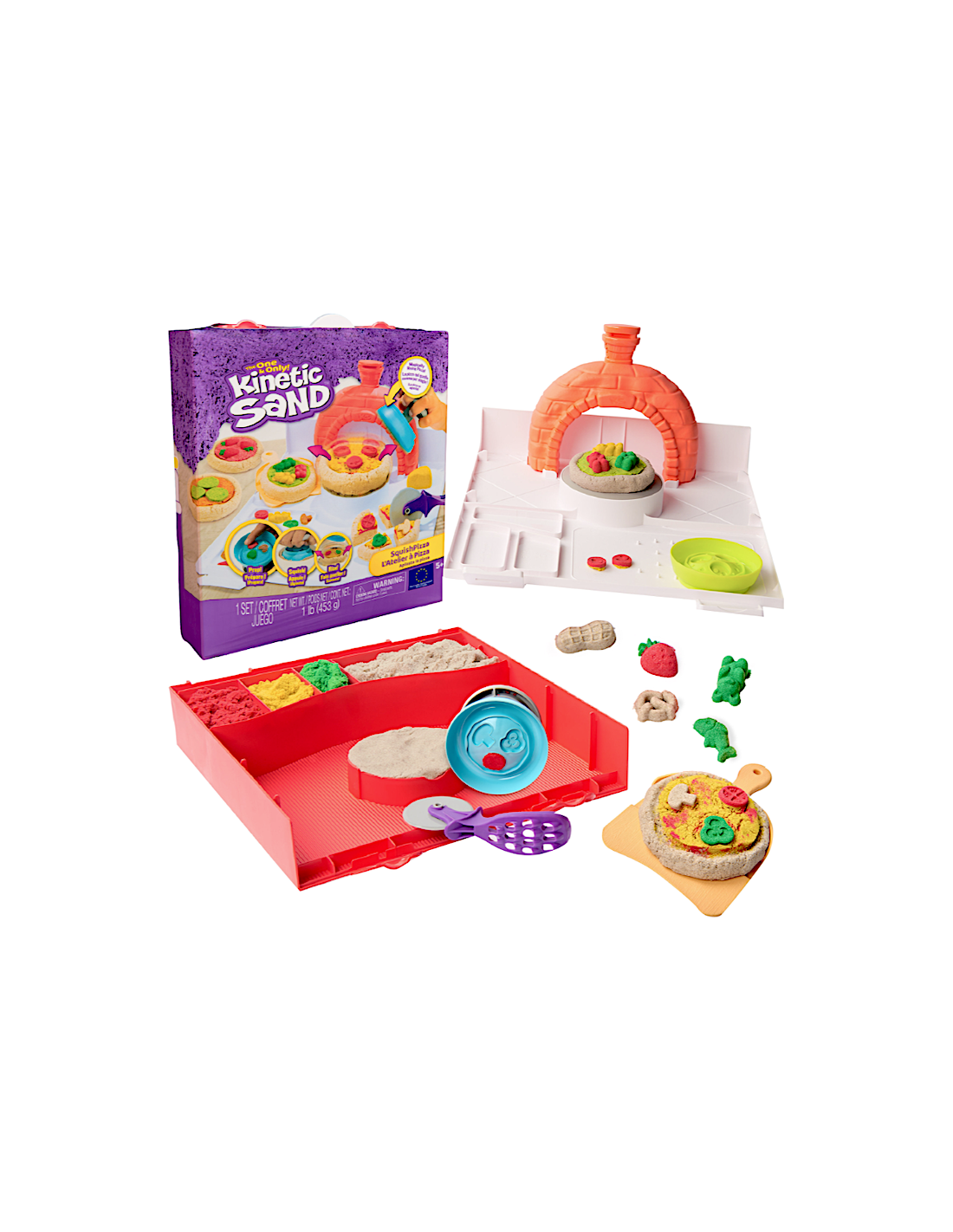 GIOCATTOLO PUBBLICIZZATO: vendita online Kinetic Sand Squish Pizza Set 452 g – Kit Divertente Spin Master in offerta