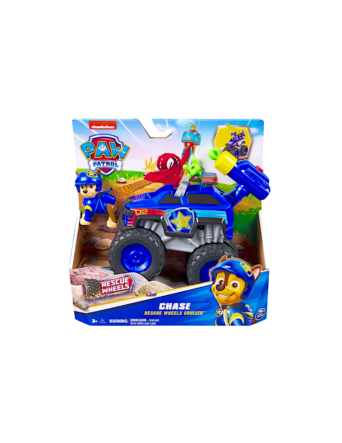 GIOCATTOLO PUBBLICIZZATO: vendita online Paw Patrol Rescue Wheels Monster Truck “Chase” con 2 Proiettili e Figure – Spin Mast...