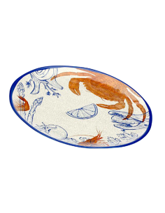 MELAMINA: vendita online Vassoio Rotondo, Ocean Life, Rose & Tulipani, Melamina, 42 cm, Blu e Arancione in offerta