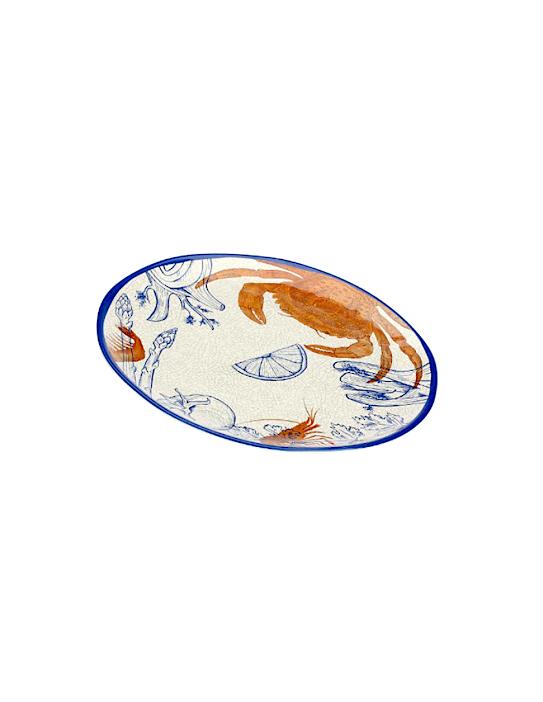 MELAMINA: vendita online Vassoio Rotondo, Ocean Life, Rose & Tulipani, Melamina, 42 cm, Blu e Arancione in offerta