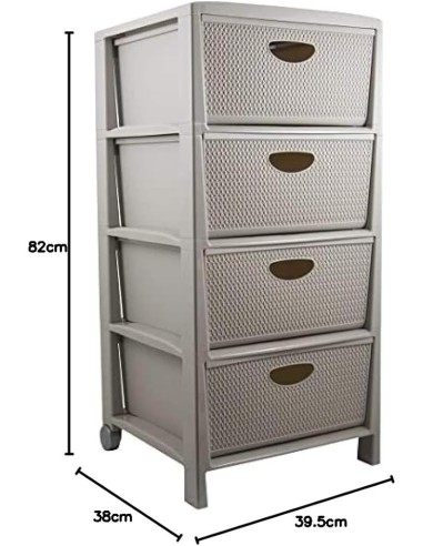 CASSETTIERE: vendita online Cassettiera, Belli e Forti, 39,5x38x82 cm, 4 cassetti intreccio, bianco e tortora, cassettiera po...