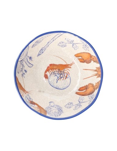 MELAMINA: vendita online Insalatiera, Ocean Life, 28 cm, Rose&Tulipani, melamina, blu arancione, stile marino, tavola mediter...