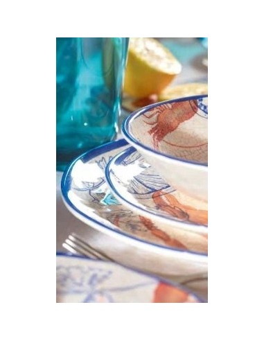 MELAMINA: vendita online Set 2, Piatti Fondi, Ocean Life, Melamina, Diametro 19 cm in offerta