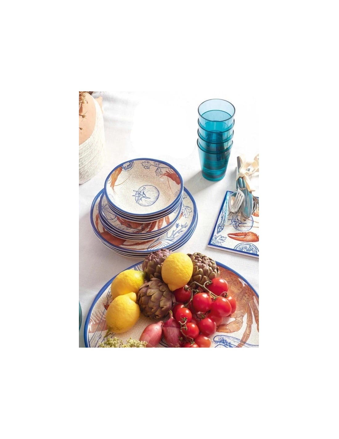 MELAMINA: vendita online Set 2, Piatti Fondi, Ocean Life, Melamina, Diametro 19 cm in offerta