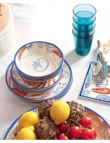 MELAMINA: vendita online Set, 2, Piatti Piani, Ocean Life, Melamina, Diametro 27 cm in offerta