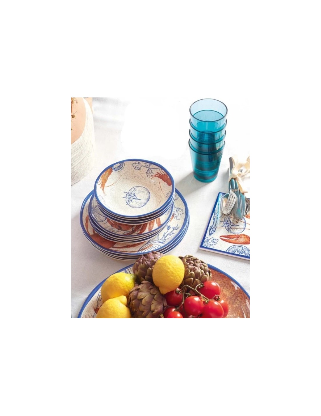 MELAMINA: vendita online Set, 2, Piatti Piani, Ocean Life, Melamina, Diametro 27 cm in offerta