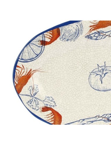 MELAMINA: vendita online Vassoio Ovale, Rose & Tulipani, Ocean Life, Melamina, 45x30 cm, Multicolor in offerta