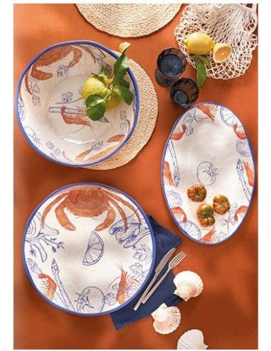 MELAMINA: vendita online Vassoio Ovale, Rose & Tulipani, Ocean Life, Melamina, 45x30 cm, Multicolor in offerta