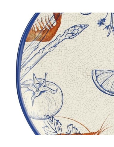 MELAMINA: vendita online Vassoio Rotondo, Ocean Life, Rose & Tulipani, Melamina, 42 cm, Blu e Arancione in offerta