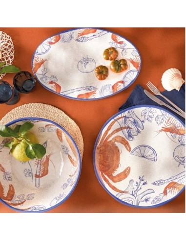 MELAMINA: vendita online Vassoio Rotondo, Ocean Life, Rose & Tulipani, Melamina, 42 cm, Blu e Arancione in offerta