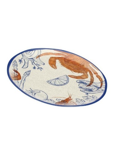 MELAMINA: vendita online Vassoio Rotondo, Ocean Life, Rose & Tulipani, Melamina, 42 cm, Blu e Arancione in offerta