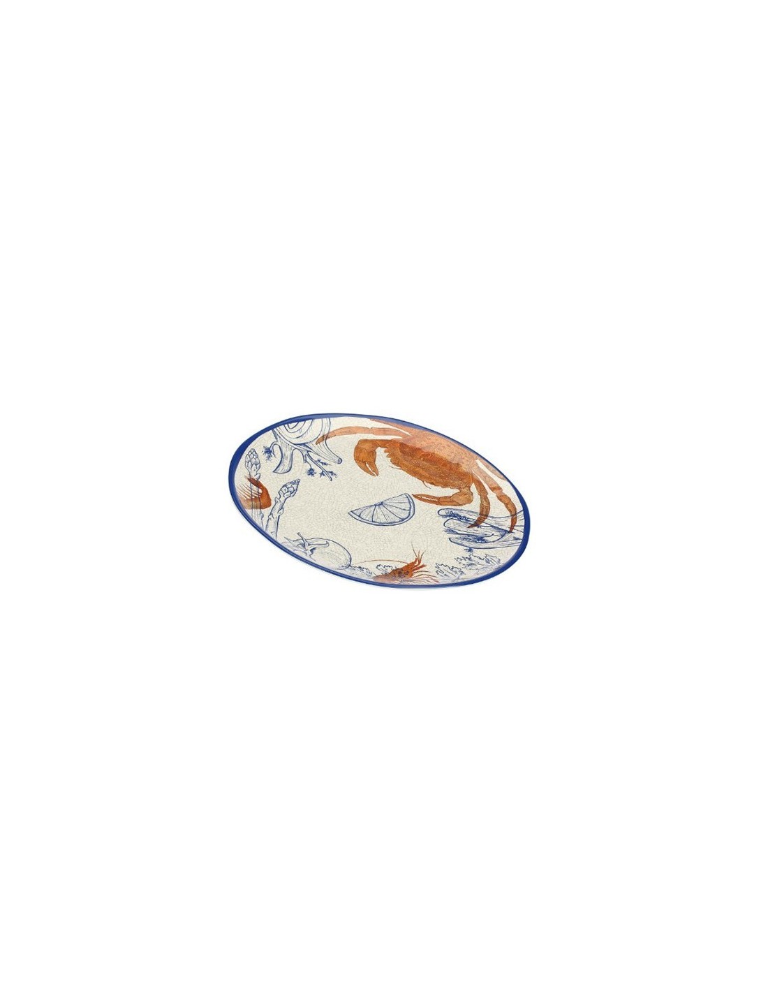 MELAMINA: vendita online Vassoio Rotondo, Ocean Life, Rose & Tulipani, Melamina, 42 cm, Blu e Arancione in offerta