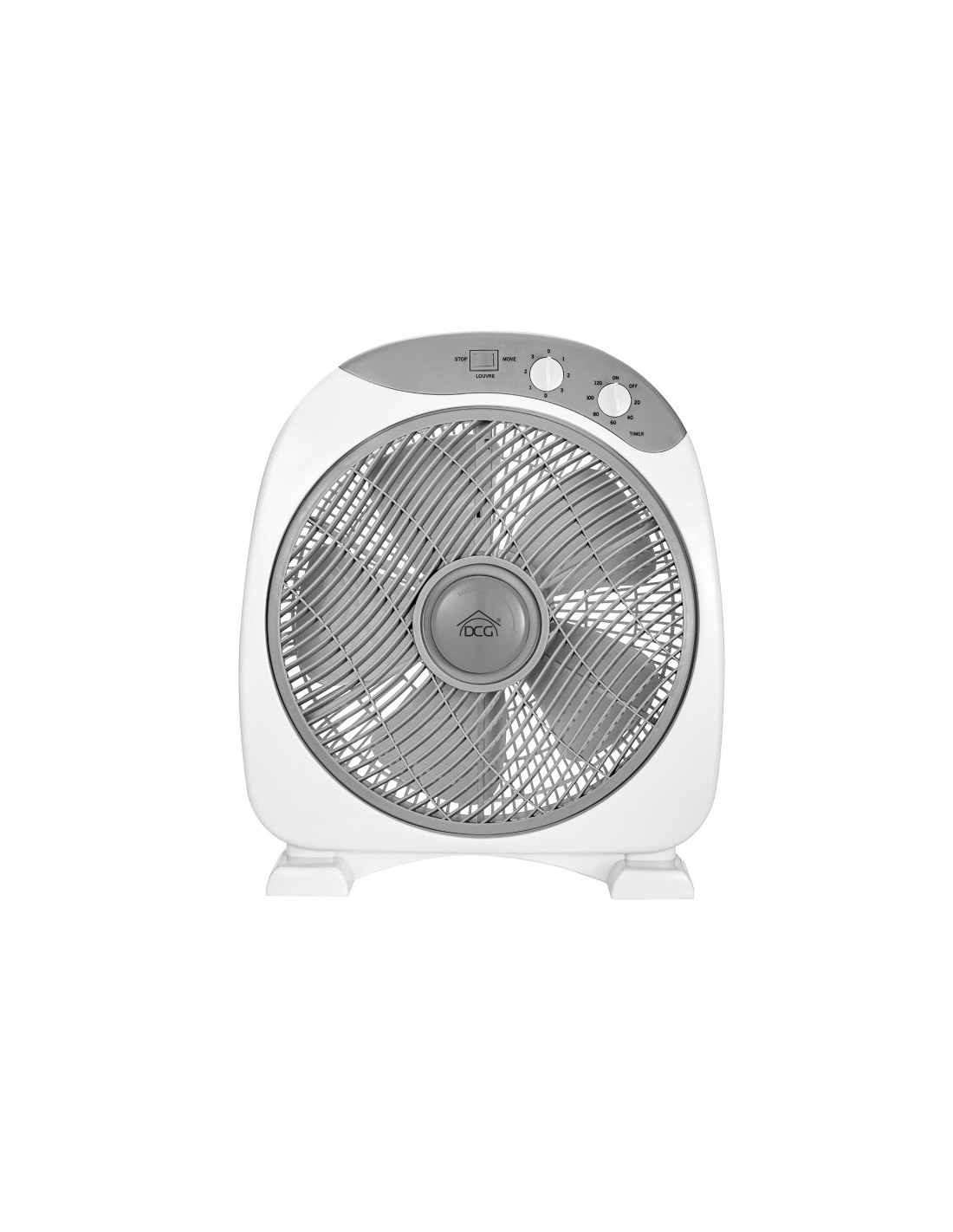 VENTILATORI: vendita online Ventilatore Box Fan, Diametro 30 cm, Altezza 49 cm, 2 Velocità, Timer, 5 Pale, 40W, Compatto, Sil...