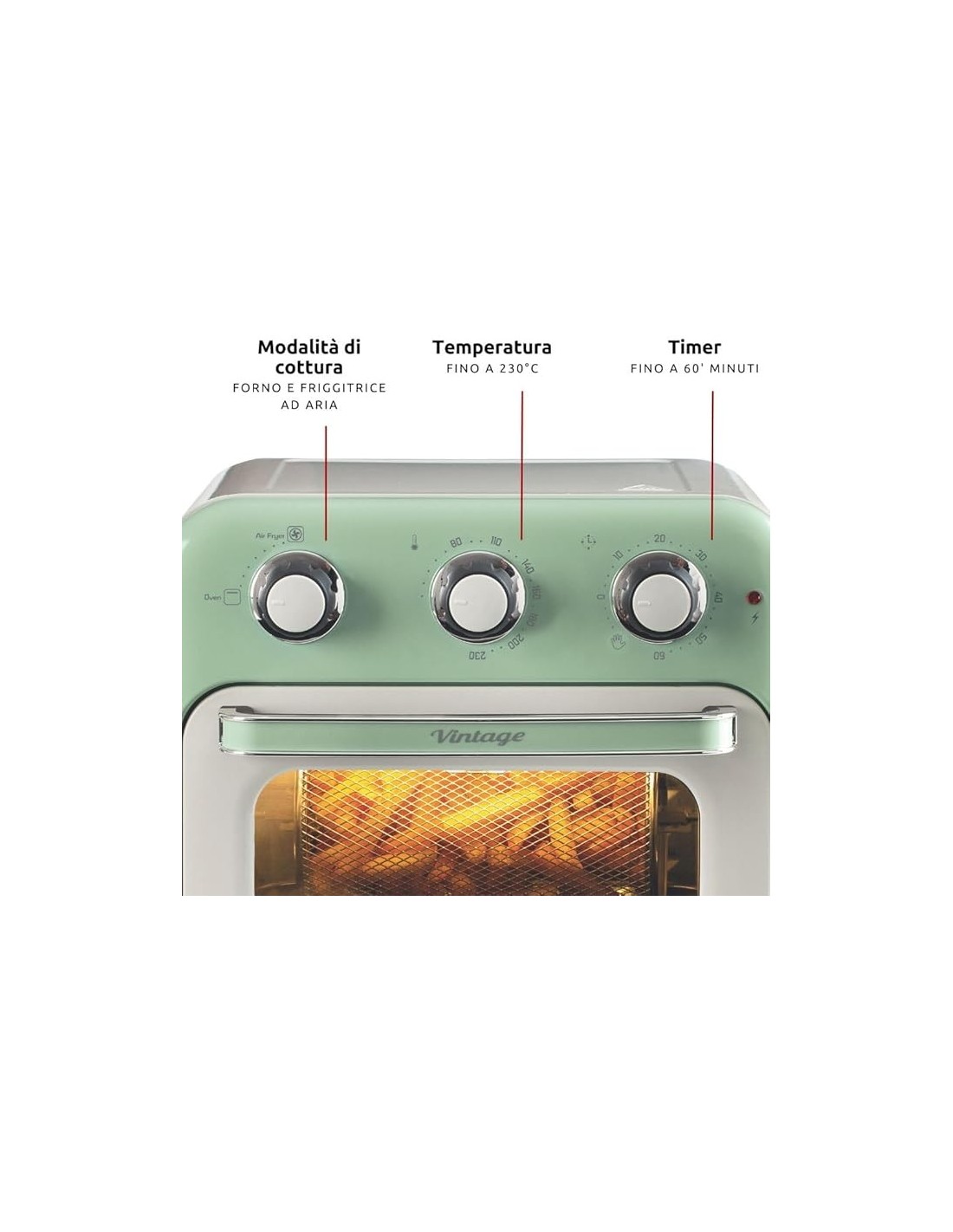 FORNI E MICROONDE: vendita online Ariete 4632 Friggitrice ad Aria e Forno, 2in1, 1400W, 16 Litri, Timer 60 Min, Accessori Ino...