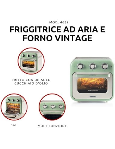 FORNI E MICROONDE: vendita online Ariete 4632 Friggitrice ad Aria e Forno, 2in1, 1400W, 16 Litri, Timer 60 Min, Accessori Ino...