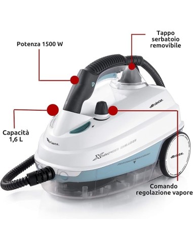 ASPIRAPOLVERE E SCOPE: vendita online Ariete 4146 XVapor Deluxe, Pulitore a Vapore Mobile, 5 Bar, 1500W, Autonomia 55 Min, Se...