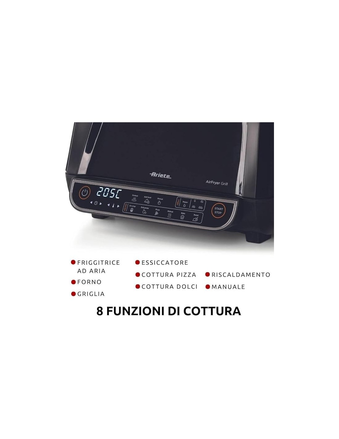 FRIGGITRICI: vendita online Ariete 4635 Air Fryer Grill, Friggitrice ad Aria, Griglia, 8L, 1700W, 8 Funzioni, Timer, Nero in ...