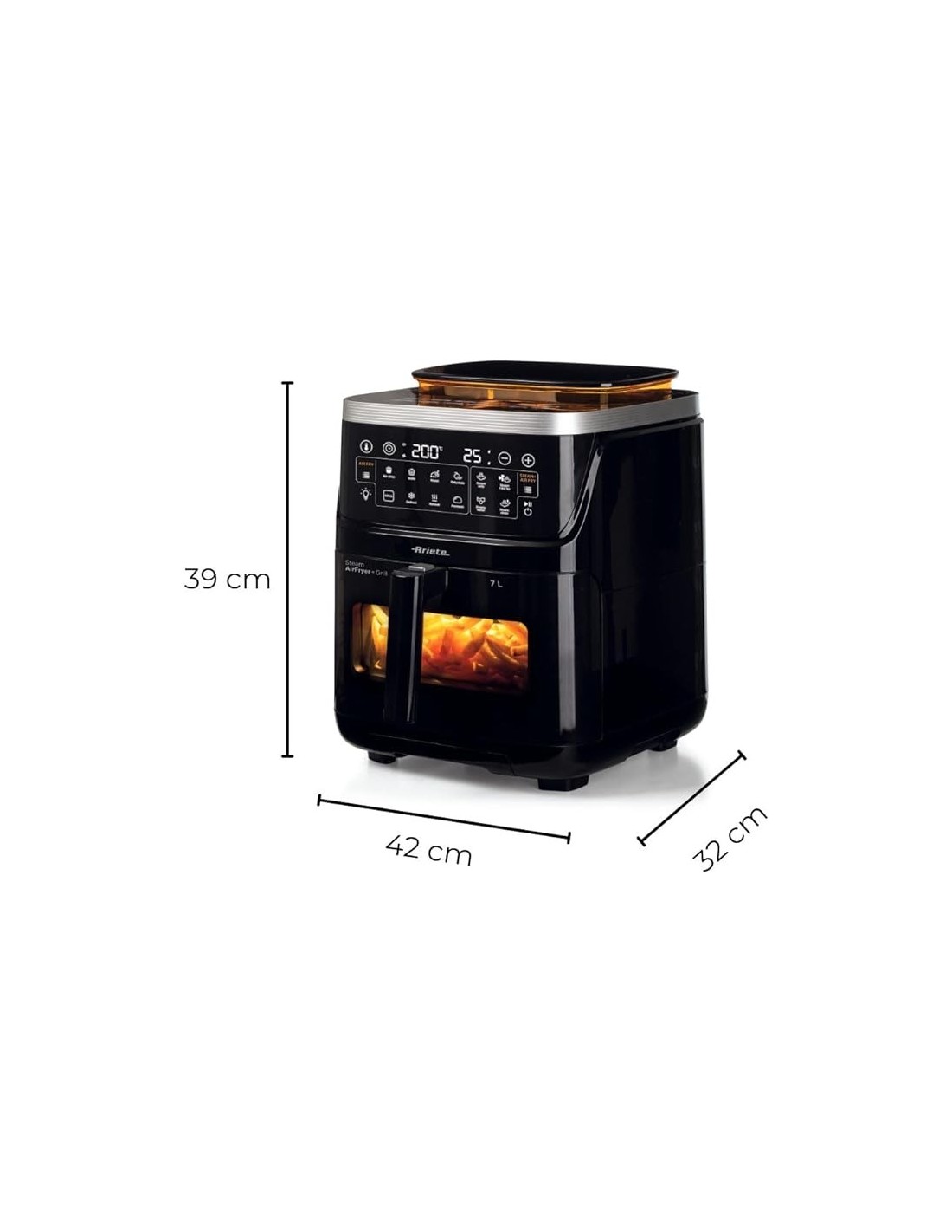 FRIGGITRICI: vendita online Ariete 4636 Friggitrice ad Aria, Funzione Vapore, Grill, 1700W, 10 Funzioni, Cestello Trasparente...