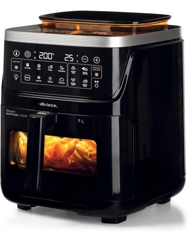 FRIGGITRICI: vendita online Ariete 4636 Friggitrice ad Aria, Funzione Vapore, Grill, 1700W, 10 Funzioni, Cestello Trasparente...