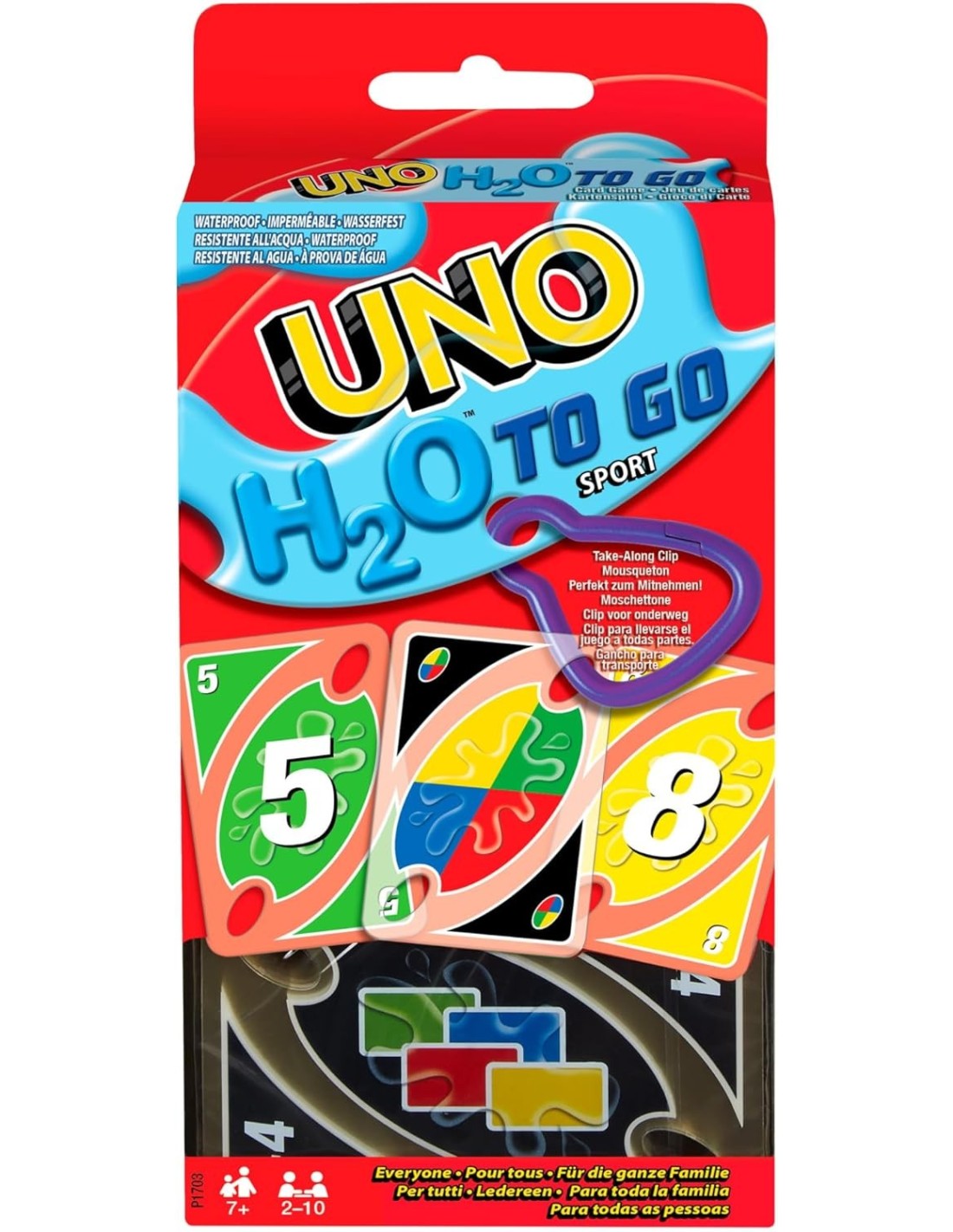GIOCATTOLO PUBBLICIZZATO: vendita online UNO H2O, Gioco di Carte Resistente all'Acqua, Carte Plastificate, Clip Portamazzo, G...