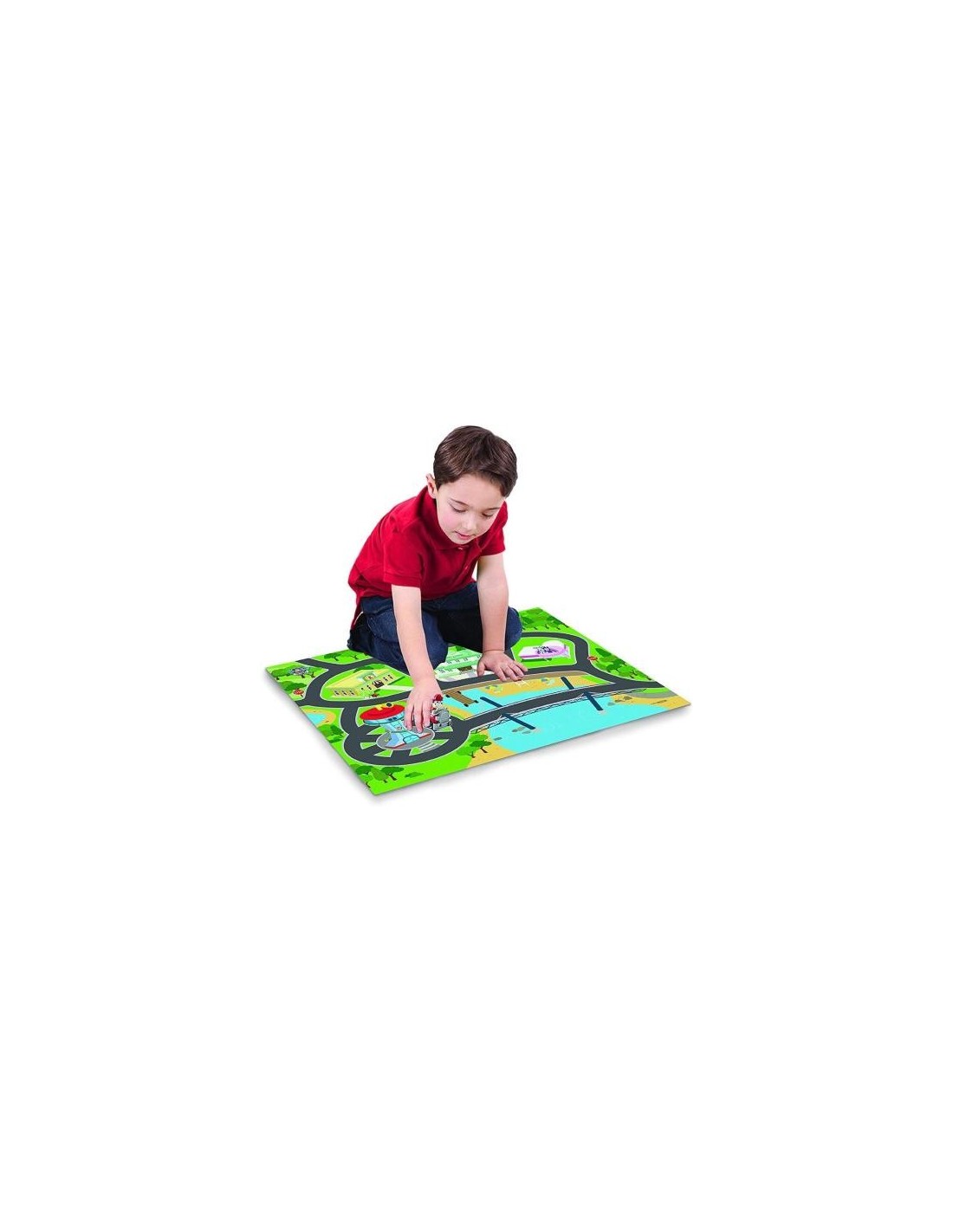 PAW PATROL PAW123040, PLAYMAT IN FELTRO CON VEICOLO, TAPPETO GIOCO MORBIDO, GIOCO BAMBINI +3 ANNI