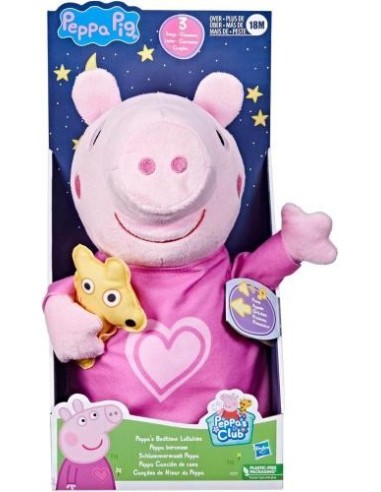 PEPPA PIG PEPPA NINNA NINNA, PELUCHE MUSICALE CON ORSO, 3 CANZONI, 3 FRASI, GIOCO BAMBINI +3 ANNI