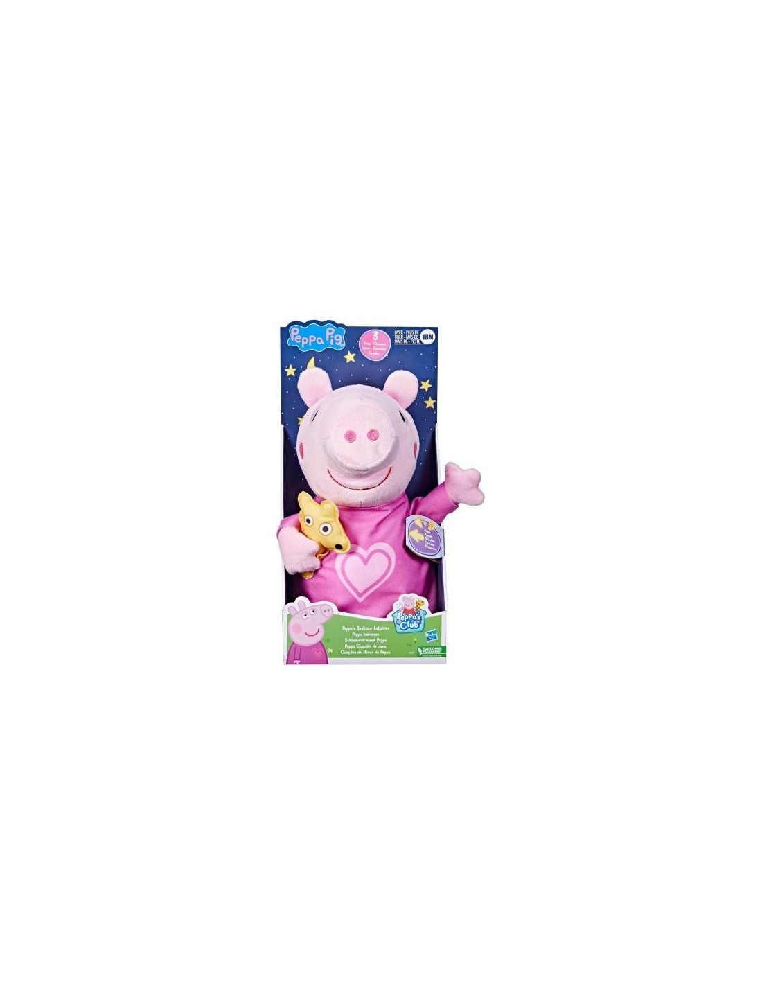 PEPPA PIG PEPPA NINNA NINNA, PELUCHE MUSICALE CON ORSO, 3 CANZONI, 3 FRASI, GIOCO BAMBINI +3 ANNI