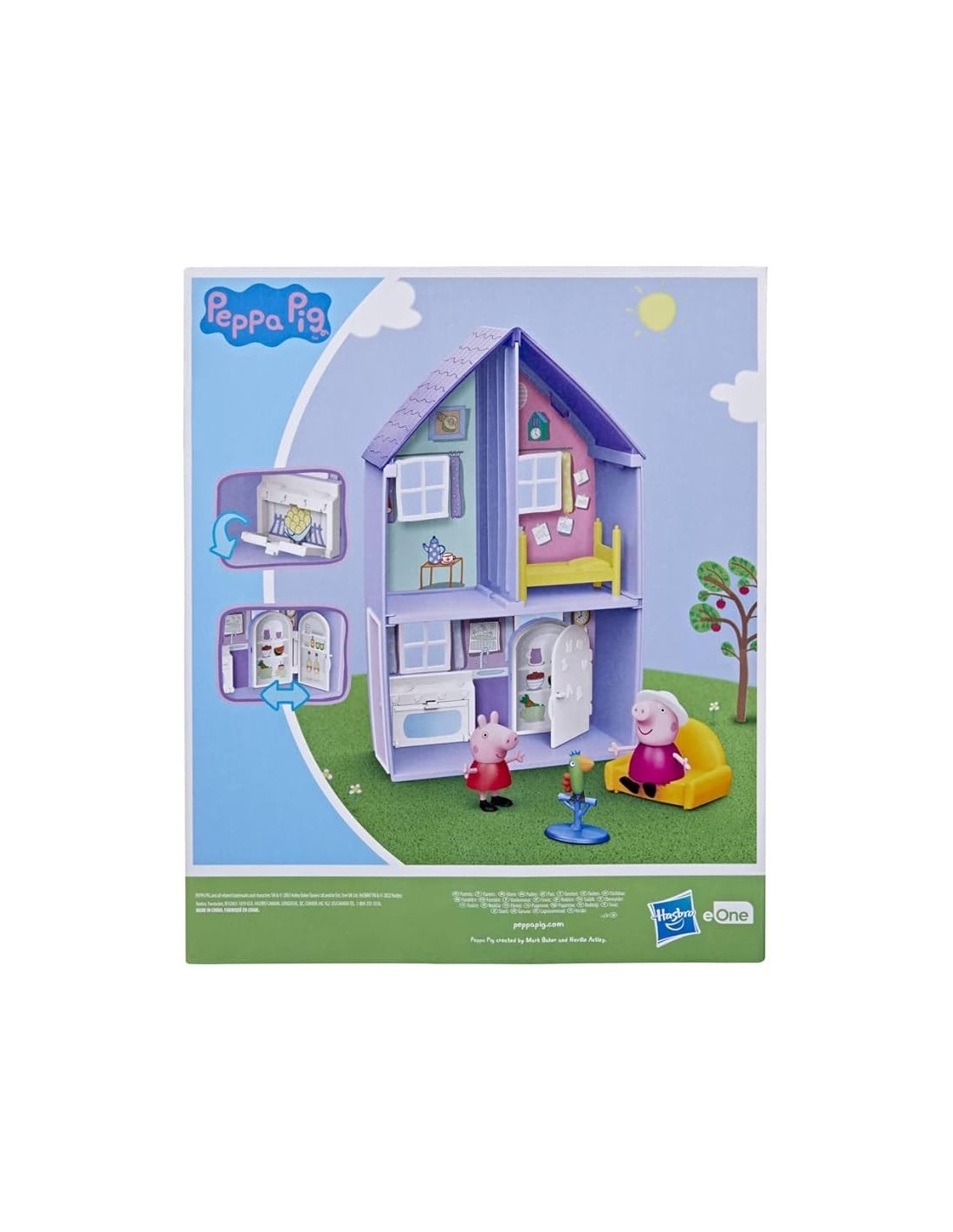 PEPPA PIG CASA DEI NONNI - SET GIOCO CON 2 PERSONAGGI E 3 ACCESSORI, BAMBINI +3 ANNI, MULTICOLORE