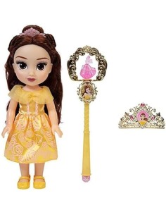 PRINCESS 21339 BELLE, BAMBOLA CON ACCESSORI, GIOCATTOLO DISNEY, VESTITO GIALLO, CAPELLI CASTANI, BAMBINA 3+ 2