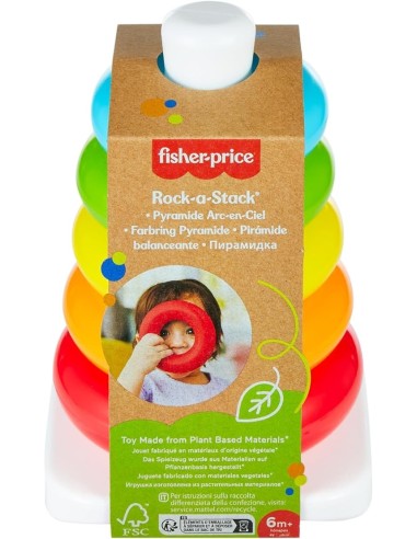 FISHER-PRICE GKD51 PIRAMIDE 5 ANELLI COLORATI CON BASE OSCILLANTE, GIOCATTOLO EDUCATIVO 6+ MESI