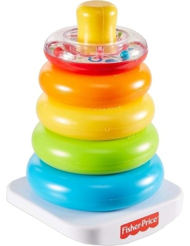 FISHER-PRICE GKD51 PIRAMIDE 5 ANELLI COLORATI CON BASE OSCILLANTE, GIOCATTOLO EDUCATIVO 6+ MESI