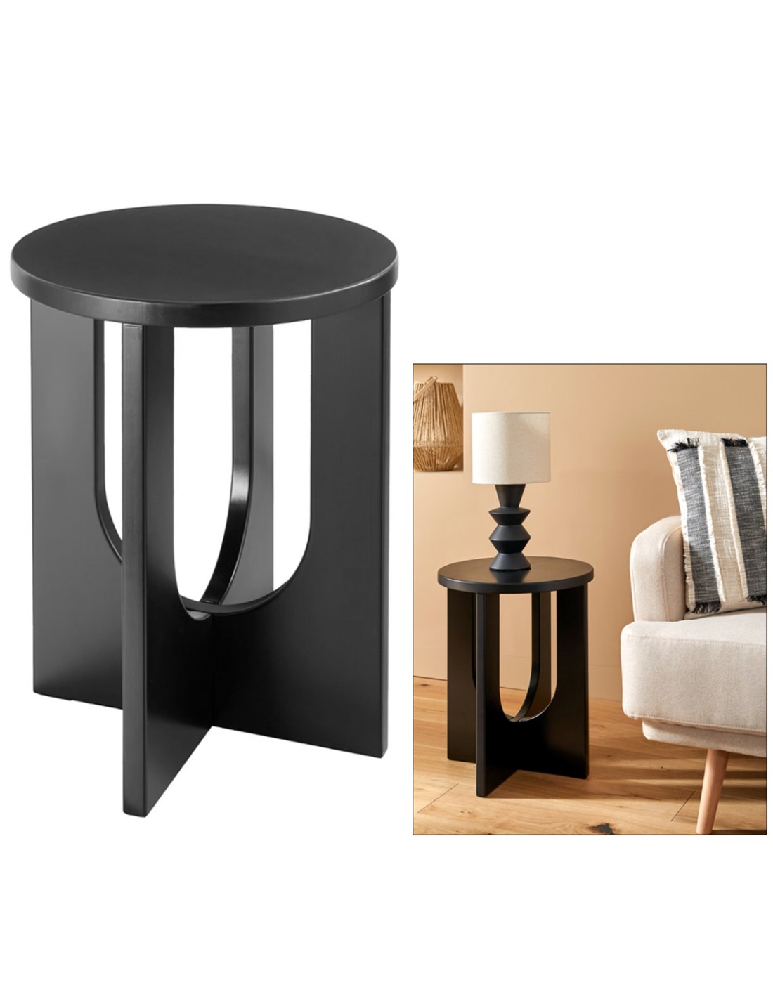 TAVOLINO 206046B BLOOM NERO 40X50CM MDF