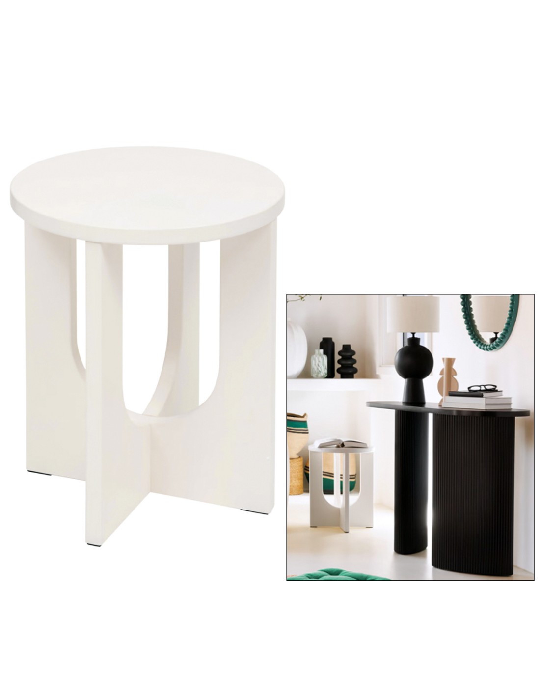 TAVOLINO 206046A BLOOM AVORIO 50X40CM MDF