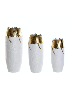 VASO JR218847 1 MIS METALLO 16X41,5CM BIANCO/ORO